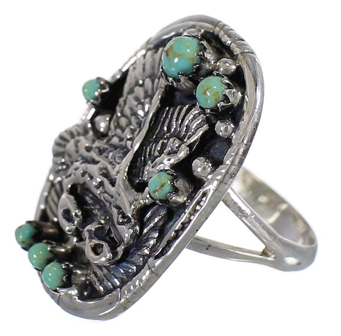 Southwest Turquoise And Sterling Silver Eagle Ring Size 5 RX80568